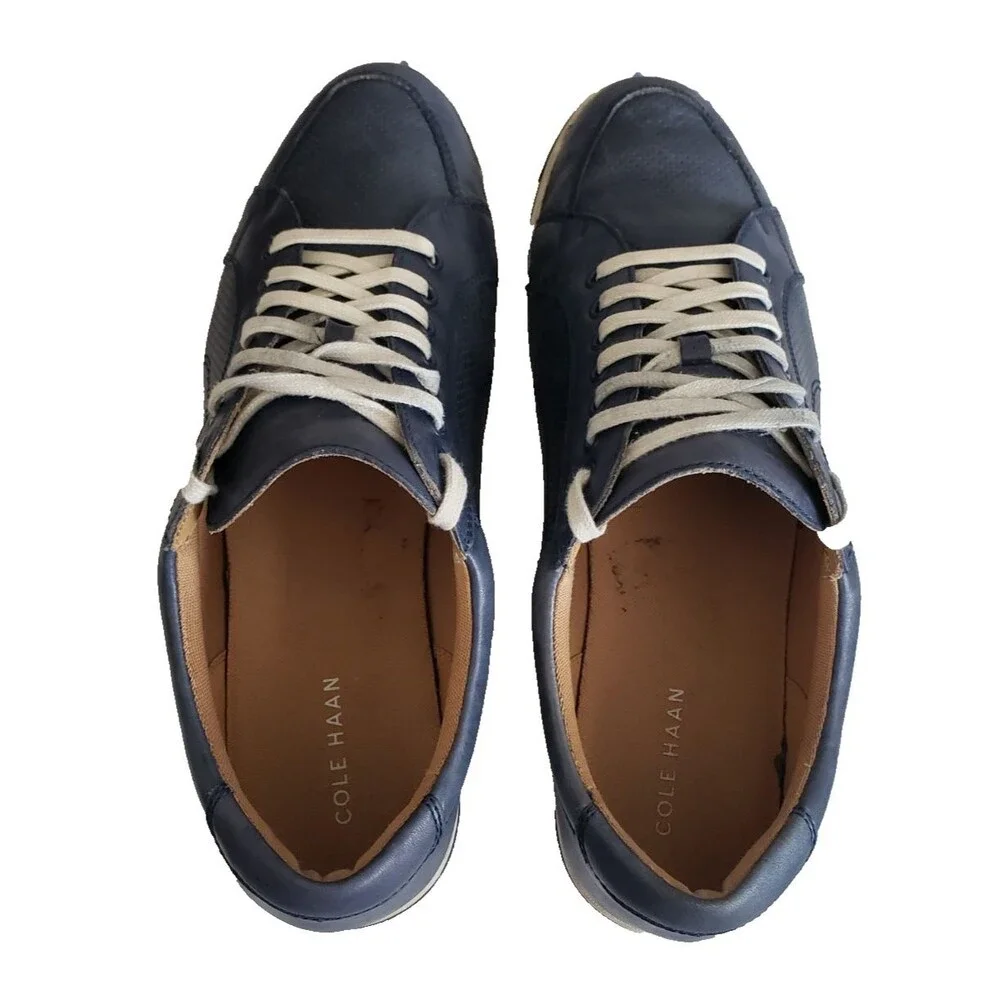 Cole Haan Vartan Sneakers Men's Size 12M Blue Leather Perforated Oxford Shoes